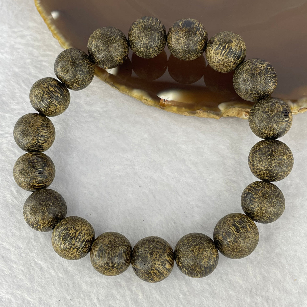 Natural Old Wild Indonesia Agarwood Beads Bracelet (Sinking Type) 天然老野生印尼沉香珠手链 20.00g 20 cm / 13.0 mm 18 Beads - Huangs Jadeite and Jewelry Pte Ltd