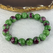 Natural Emerald And Ruby Zoisite Beads Bracelet 43.48g 17cm 11.3mm 18 Beads - Huangs Jadeite and Jewelry Pte Ltd