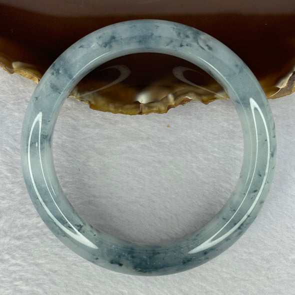 Transparent Slight Purple with Moss Green to Black Piao Hua Sodium Feldspar Jade Bangle 水沫玉手镯 Internal Diameter 59.6mm 76.93g 17.4 by 10.1mm