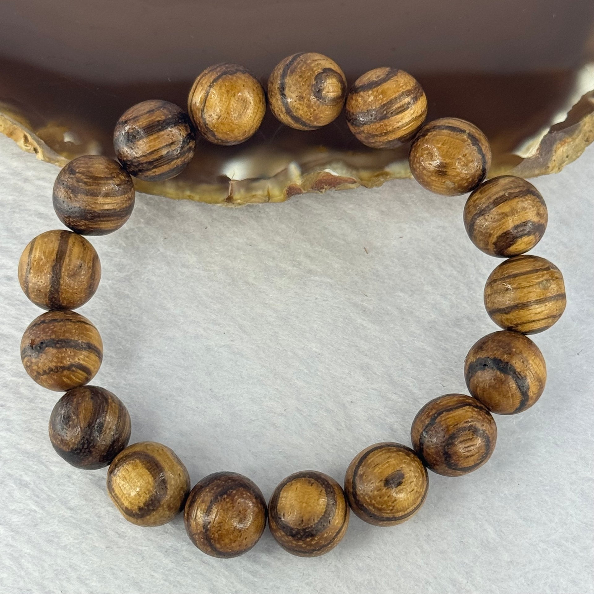 Natural Agarwood Beads Bracelet (Almost no Smell) 沉香木手链11.55g 18cm 12.1mm 17 Beads - Huangs Jadeite and Jewelry Pte Ltd