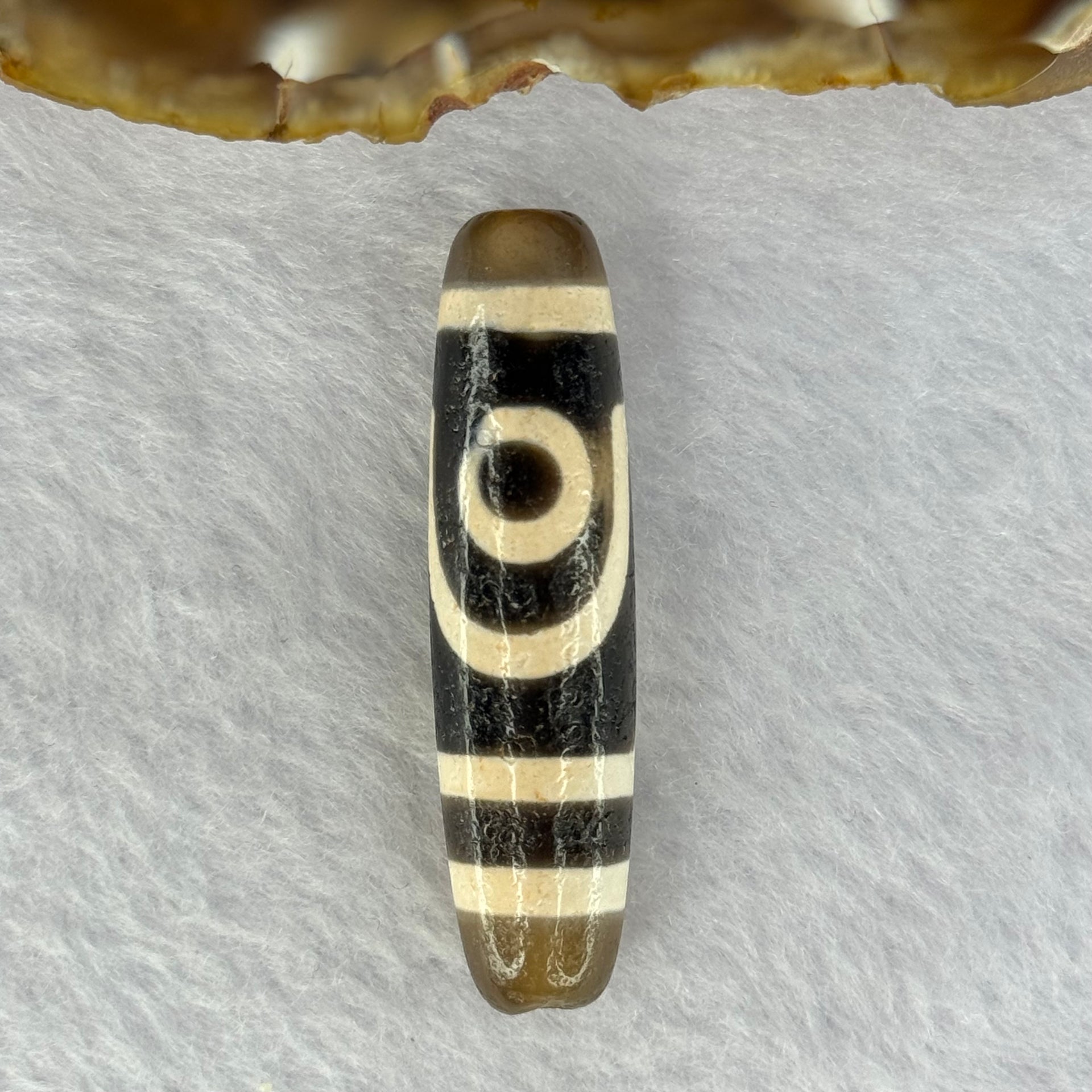 Natural Powerful Tibetan Old Oily Agate 2 Eyes Dzi Bead Heavenly Master (Tian Zhu) 二眼天诛 11.28g 48.3 by 12.3mm - Huangs Jadeite and Jewelry Pte Ltd