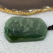 Type A Dark Green with Yellowish Green Jadeite Shan Shui Pendent 56.71g 64.6 by 44.7 by 7.4 mm - Huangs Jadeite and Jewelry Pte Ltd