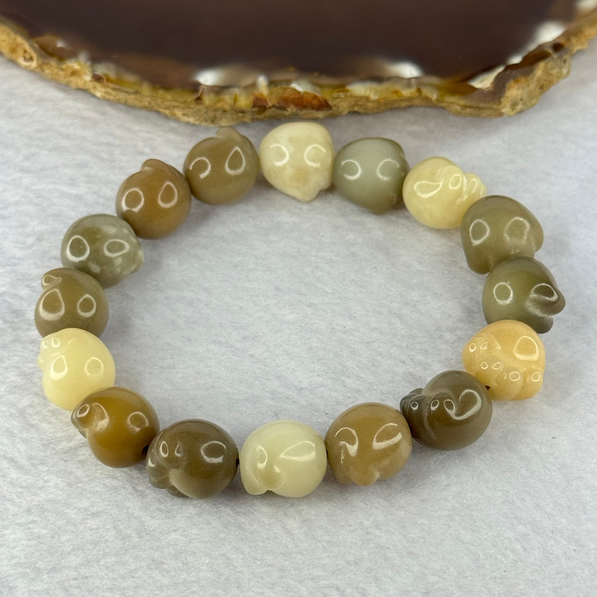 Natural Mixed Color Bodhi Beads in Paw Bracelet 20.08g 17cm 12.6mm 16 Beads - Huangs Jadeite and Jewelry Pte Ltd