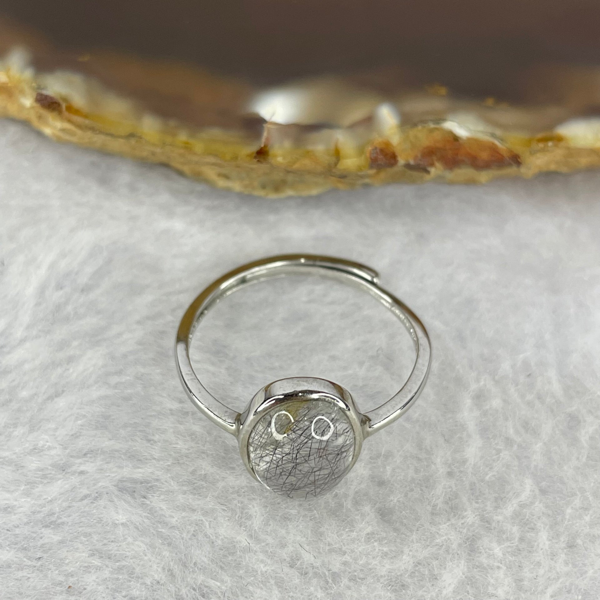 Above Average Grade Natural Super 7 Crystal in 925 Sliver Ring (Adjustable Size) 天然超级七水晶 925 银戒指（可调节尺寸) 1.83g 9.4 by 7.4 by 4.9mm - Huangs Jadeite and Jewelry Pte Ltd