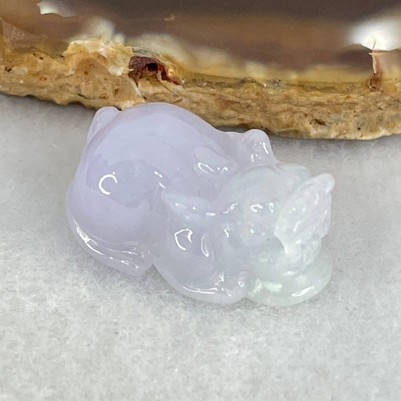 Type A Full Lavender Jadeite Pixiu Pendant Charm 5.34g 22.5 by 13.0 by 9.7mm