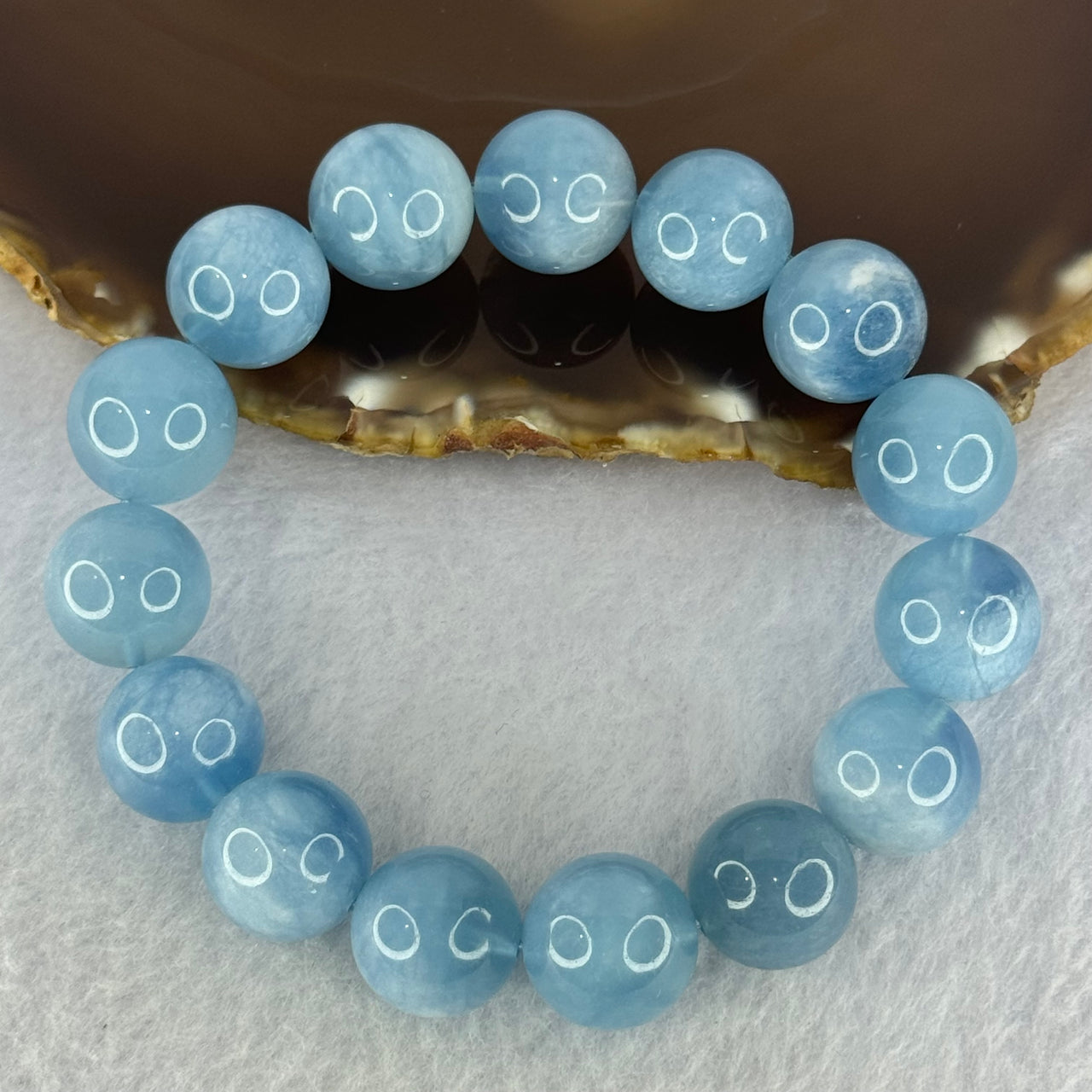 Natural Aquamarine Beads Bracelet 65.17g 19cm 14.8mm  15 Beads