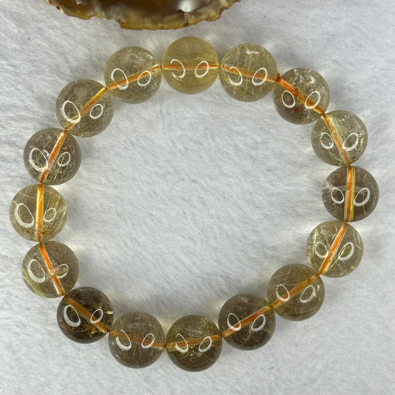 Natural Golden Rutilated Quartz Beads 天然金发水晶手链 68.47g 20cm 14.7mm 16 Beads - Huangs Jadeite and Jewelry Pte Ltd