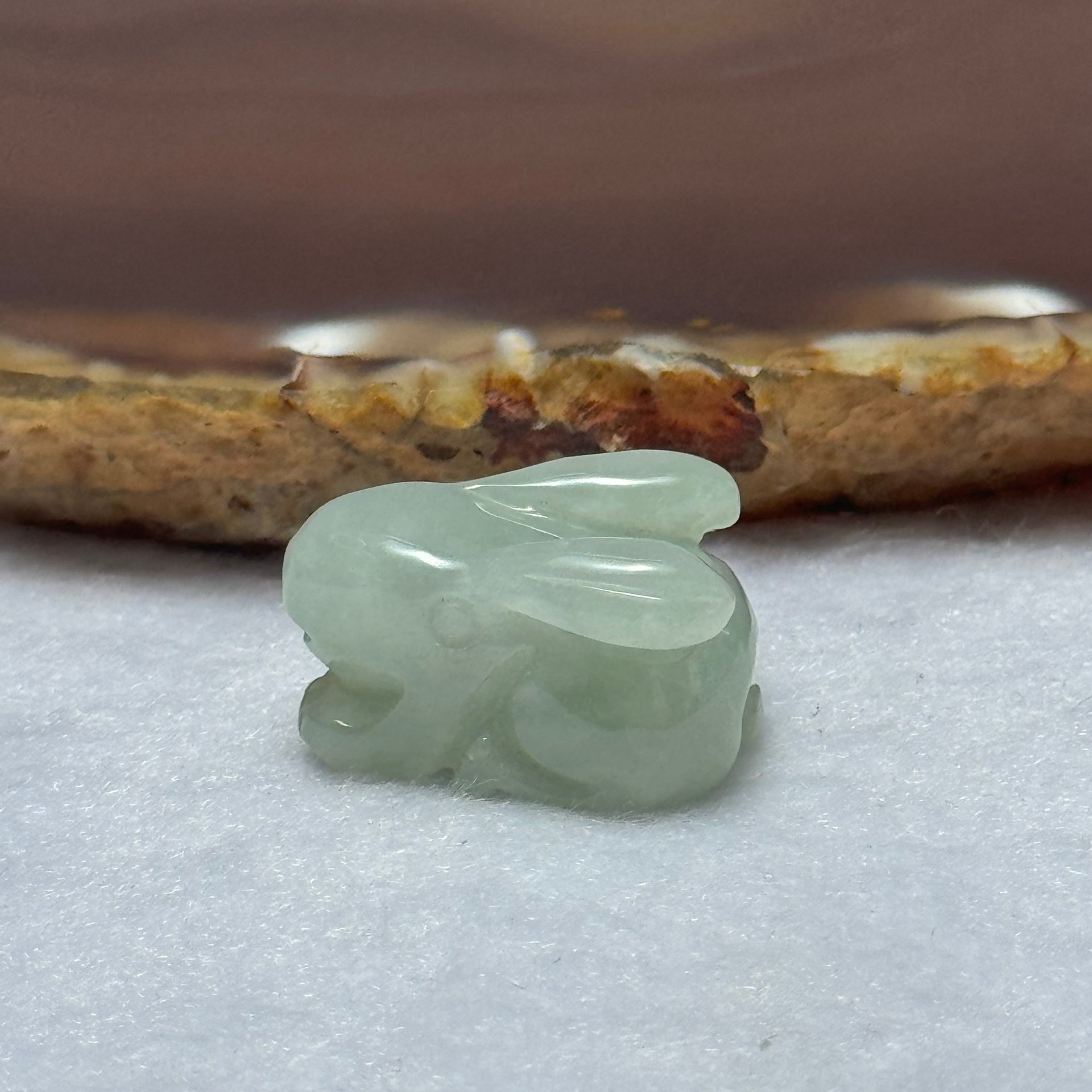 Type A Faint Green Jadeite Rabbit Pendant 7.18g 20.7 by 14.8 by 12.2mm - Huangs Jadeite and Jewelry Pte Ltd