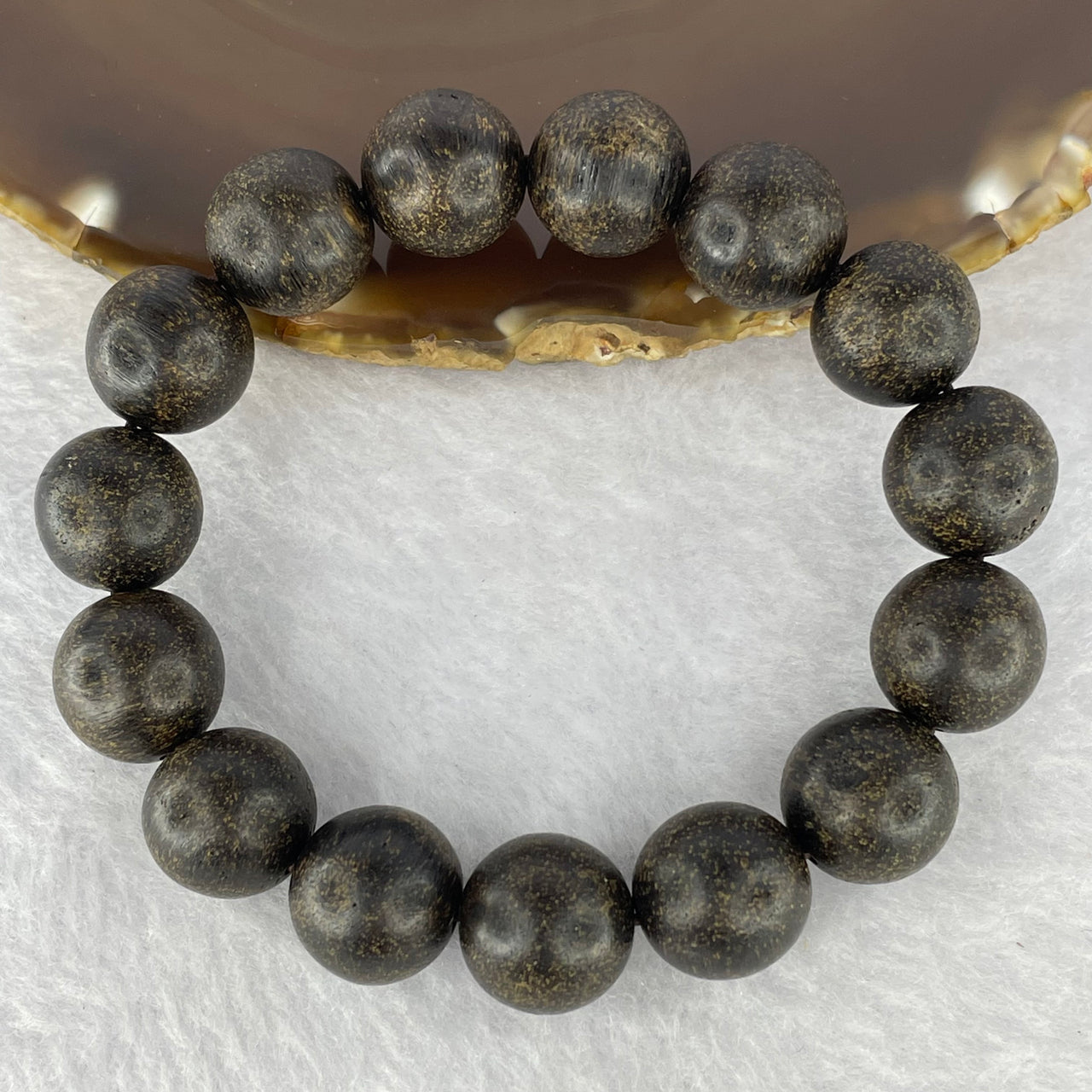 Natural Old Wild Indonesia Agarwood Beads Bracelet (Sinking Type) 天然老野生印尼沉香珠手链 22.93g 18 cm / 14.0 mm 15 Beads - Huangs Jadeite and Jewelry Pte Ltd