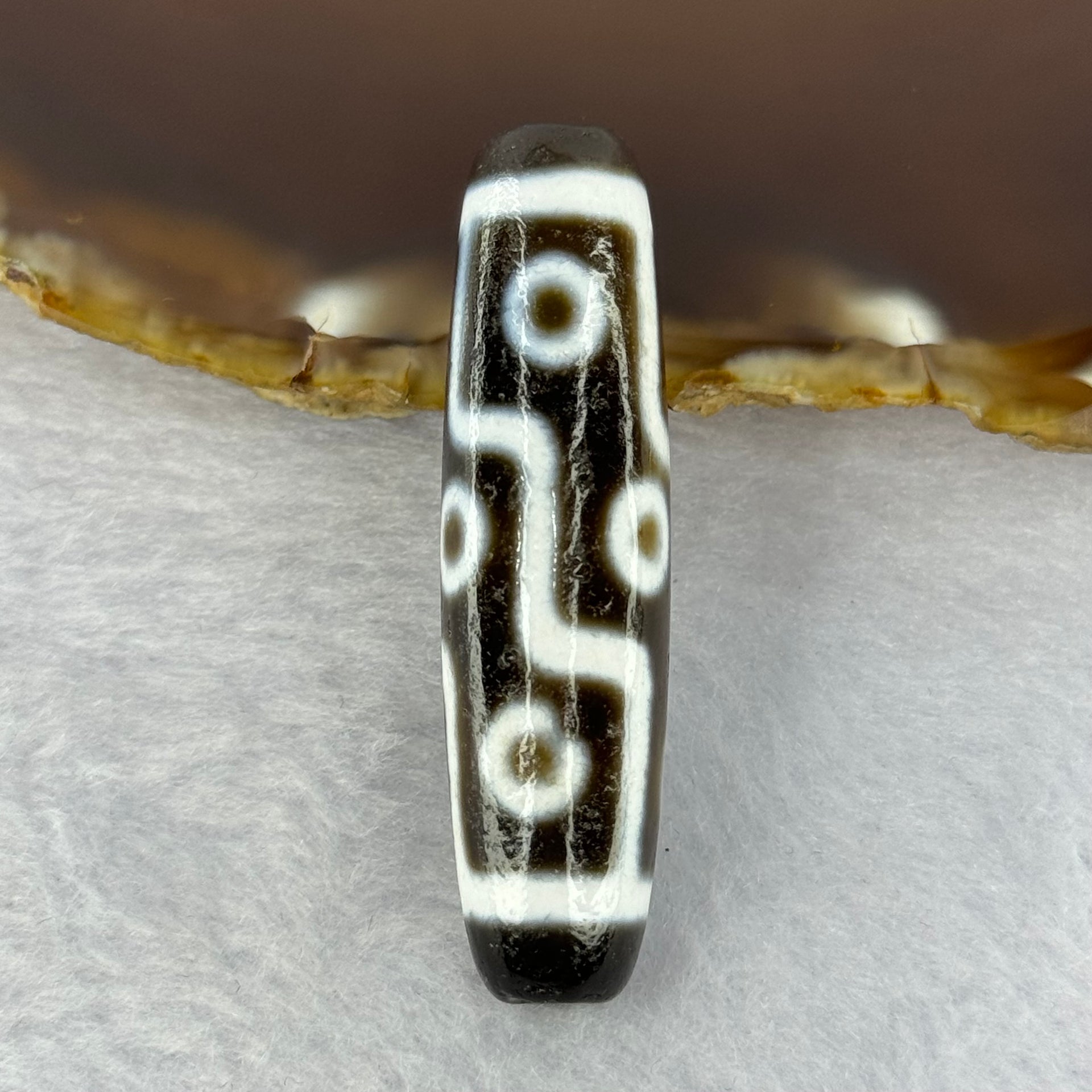 Natural Powerful Tibetan Old Oily Agate 9 Eyes Dzi Bead Heavenly Master (Tian Zhu) 九眼天诛 12.81g 48.8 by 12.9mm - Huangs Jadeite and Jewelry Pte Ltd