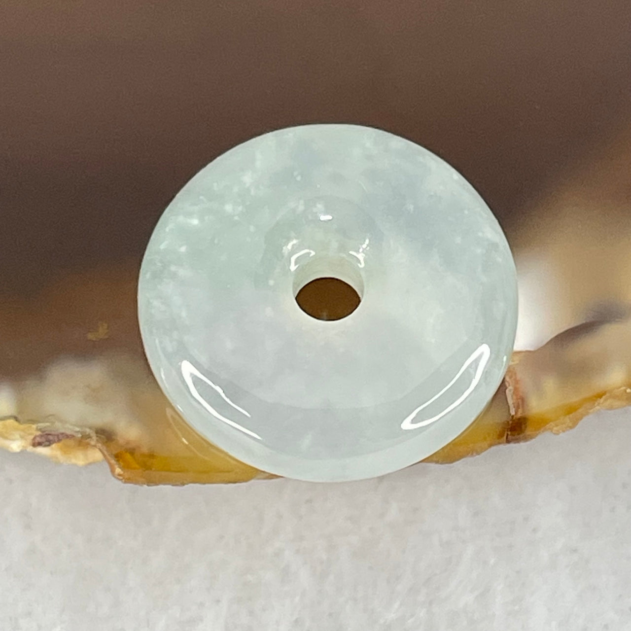 Type A Icy Jelly Green Jadeite Ping An Kou Charm/Pendant 2.38g 15.0 by 4.9mm