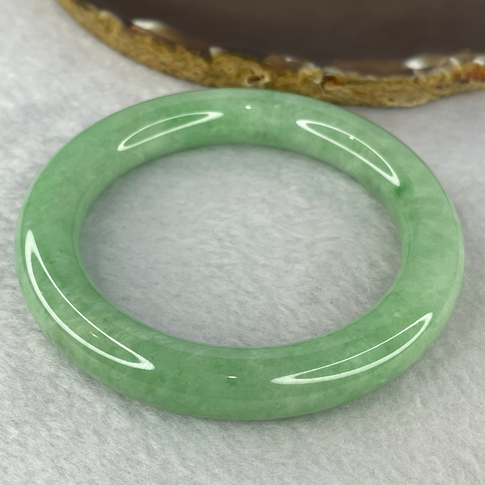 Rare High End Type A Translucent Full Intense Apple Green Jadeite Bangle 罕见高端 A 货全浓苹果绿翡翠手镯 365.01 cts 73.00g Inner diameter 58.15mm External Diameter 80.70mm 11.2 by 11.3mm (Close to Perfect) with NGI Cert No. 16813547 - Huangs Jadeite and Jewelry Pte Ltd