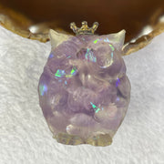 Acrylic with Natural Stones and Amethyst Owl Mini Display 93.13g 54.5 by 43.4 by 40.8mm - Huangs Jadeite and Jewelry Pte Ltd