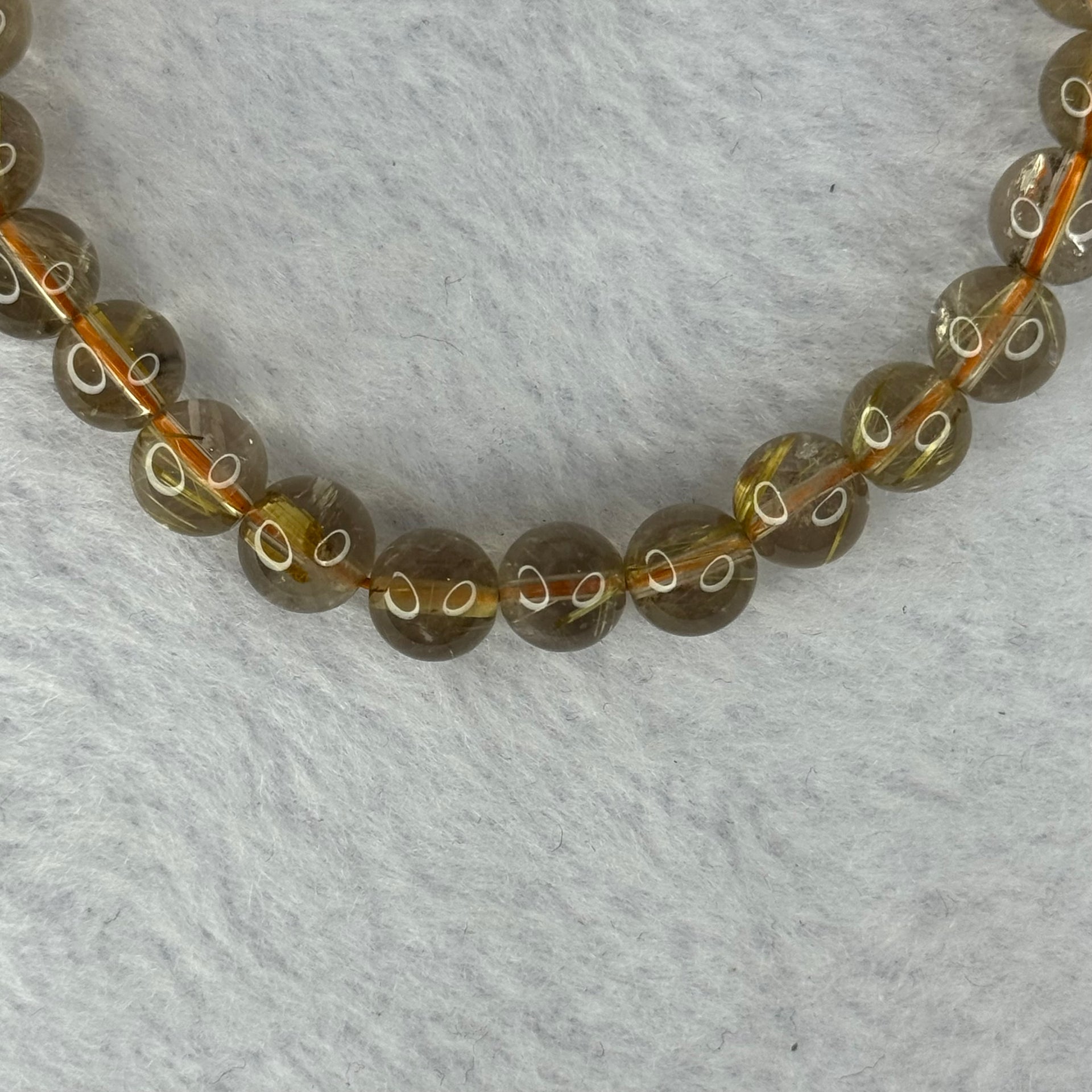 Natural Golden Rutilated Quartz Beads 天然金发水晶手链 15.57g 15.5cm 7.9mm 25 Beads - Huangs Jadeite and Jewelry Pte Ltd