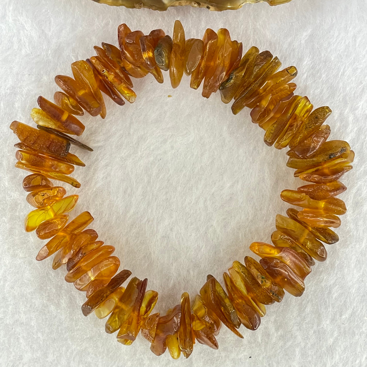 Natural Amber Raw Stone Irregular Beads Bracelet 天然蜜蜂蜡原石手链 21.38g 19cm 16.9 by 8.6 by 3.0mm 71pcs