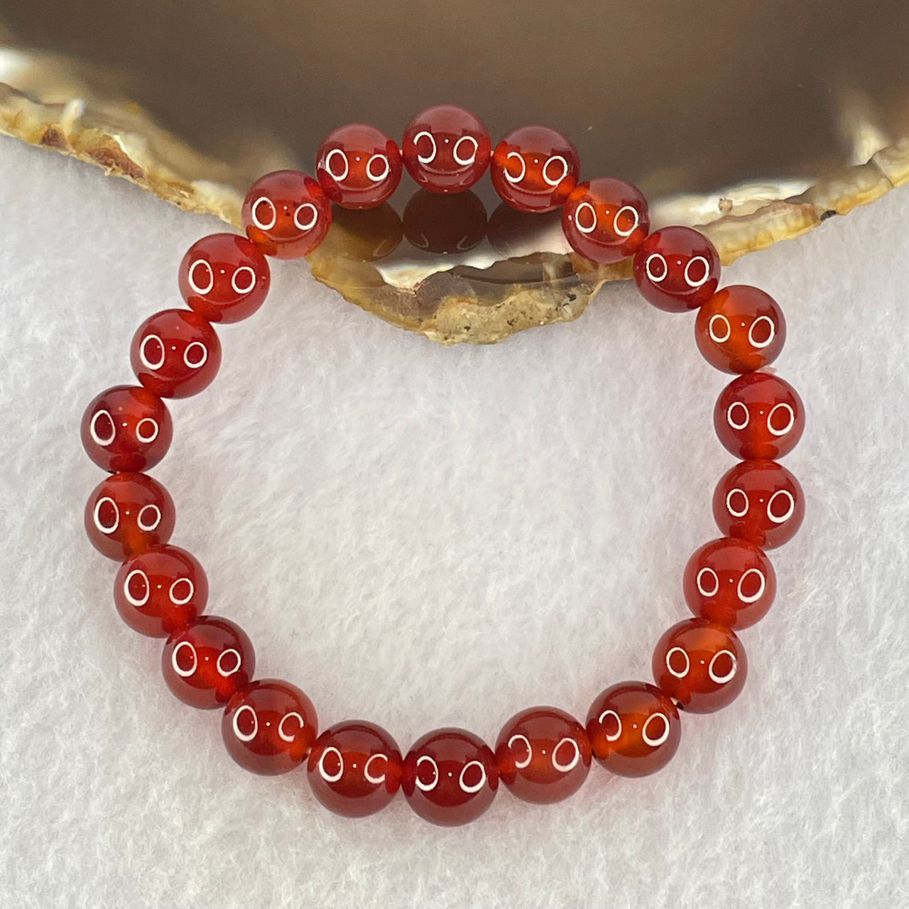 Natural Carnelian Agate Beads Bracelet 16.22g 15cm 8.3mm 22 Beads