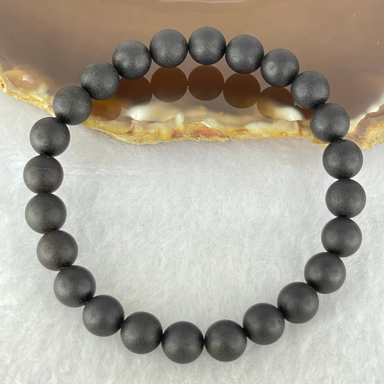 Natural Dark Matt Black Blood Res Amber Beads Bracelet 天然大黑天翁琥珀手链 7.60g 17cm 8.4mm 24 Beads