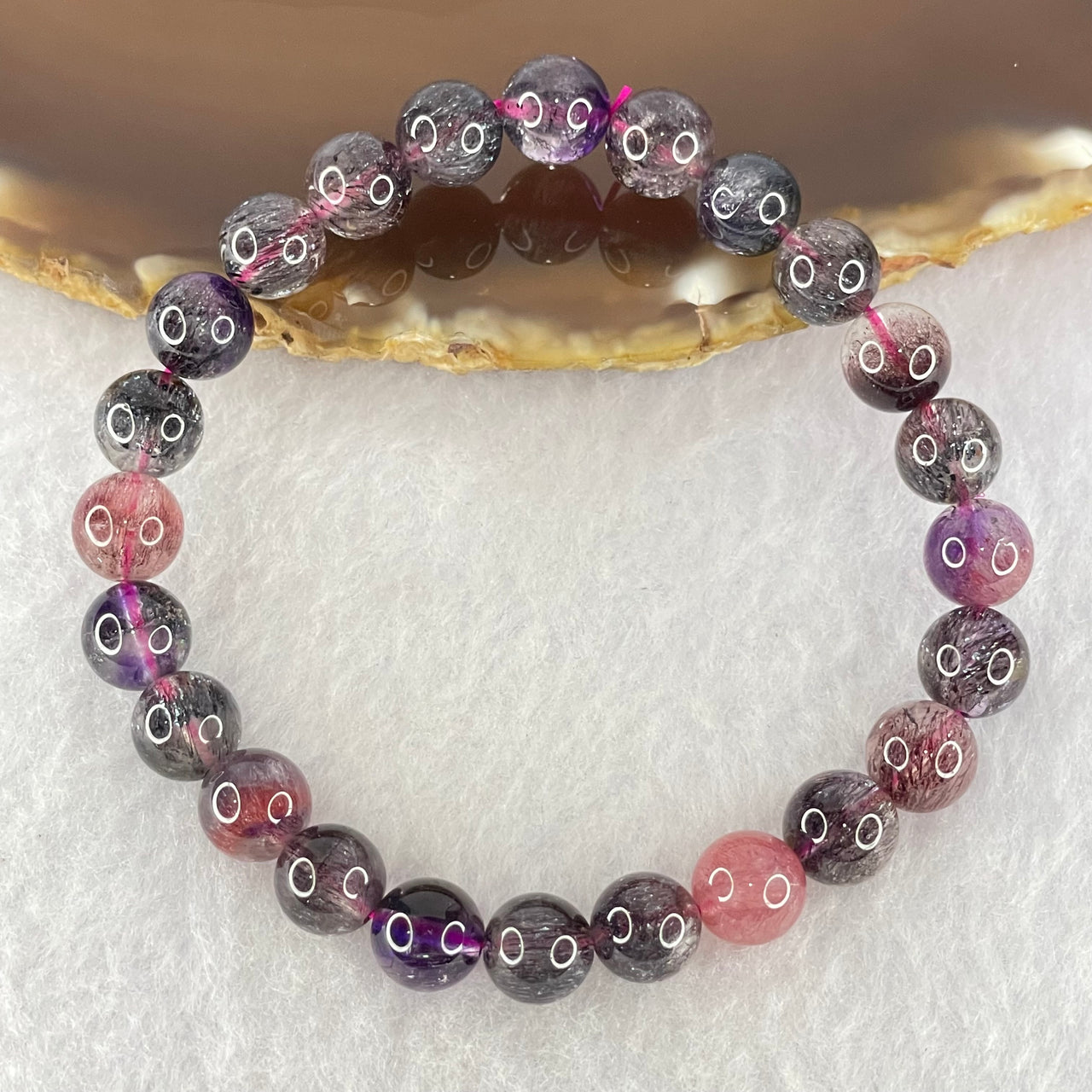 Good Grade Blackcurrant Super 7 Beads Bracelet 18.43g 16.5cm 8.4mm 24 Beads