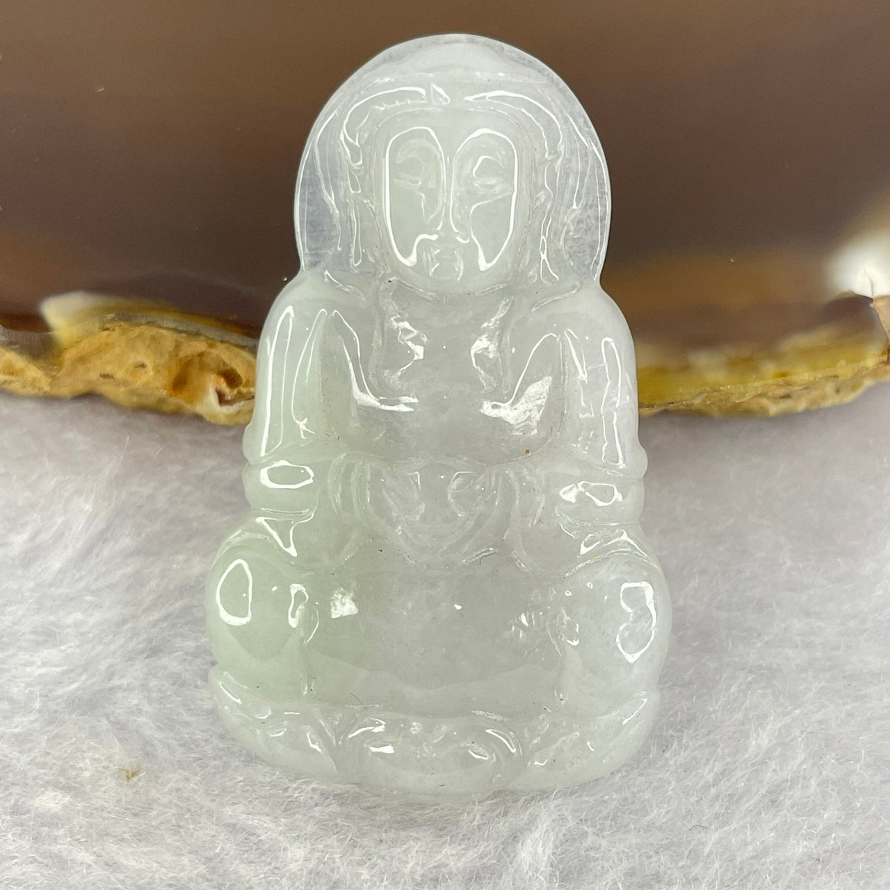 Type A Green Jadeite Guan Yin Pendant 10.27g  42.0 by 26.0 by 6.1mm - Huangs Jadeite and Jewelry Pte Ltd