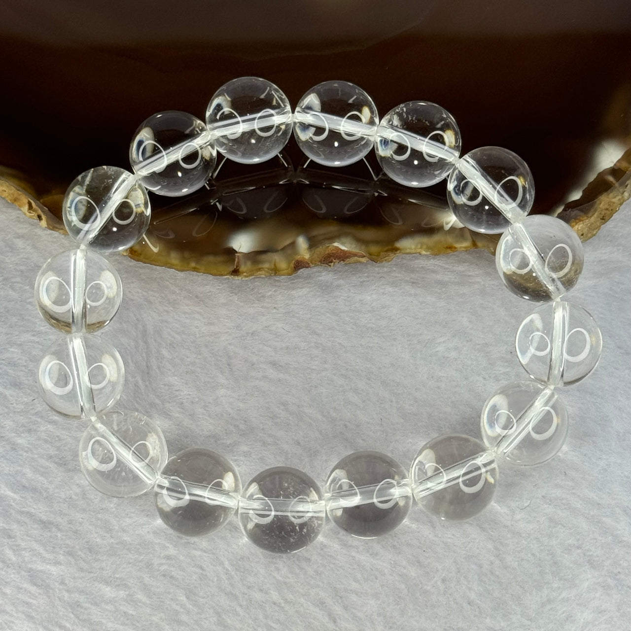 Natural Clear Quartz Beads Bracelet 天然白水晶手链 46.33g 17.5cm 12.9mm 16 Beads