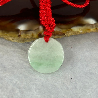 Type A Green Jadeite Round Wu Shu Pai Pendent 4.01g 16.7 by 4.6mm