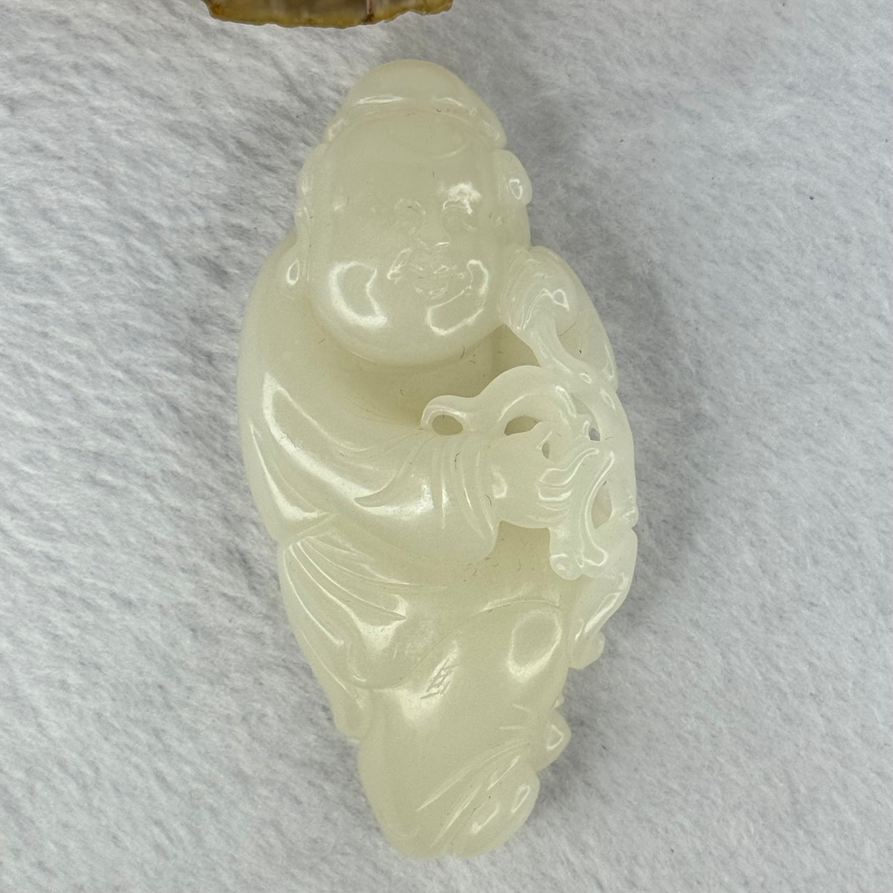 Natural White Nephrite Benefactor Display Hand play 92.43g 83.8 by 40.6 by 22.4mm - Huangs Jadeite and Jewelry Pte Ltd