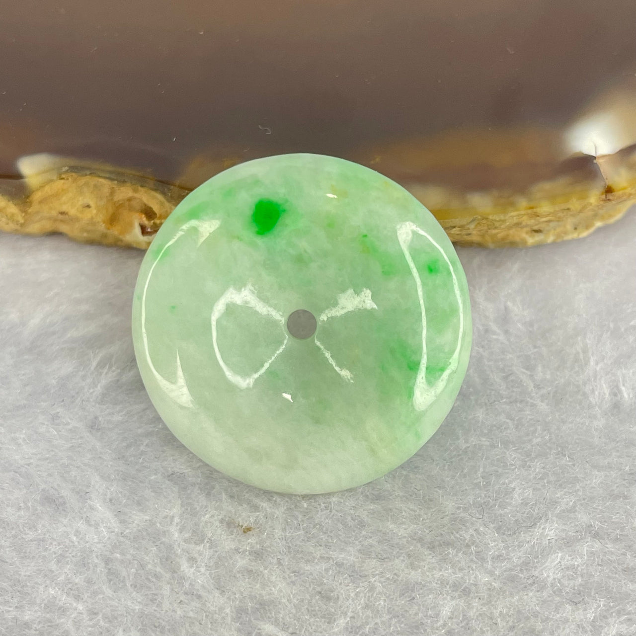 Type A Spicy Green Pin An Kou Jadeite 5.86g 24.4 by 5.0mm - Huangs Jadeite and Jewelry Pte Ltd