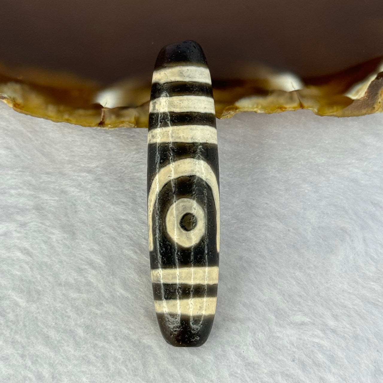 Natural Powerful Tibetan Old Oily Agate 2 Eyes Dzi Bead Heavenly Master (Tian Zhu) 二眼天诛 13.25g 53.3 by 12.6mm - Huangs Jadeite and Jewelry Pte Ltd