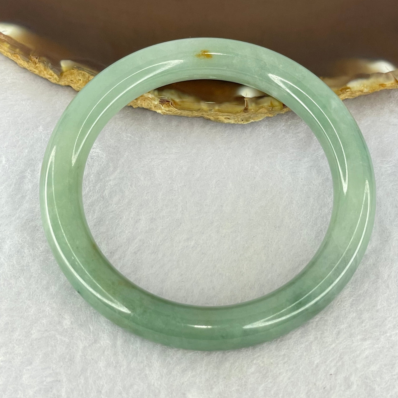 Type A Blueish Green Jadeite Bangle Internal Diameter 53.9mm 43.94g 9.3 by 9.3mm (Internal Lines)