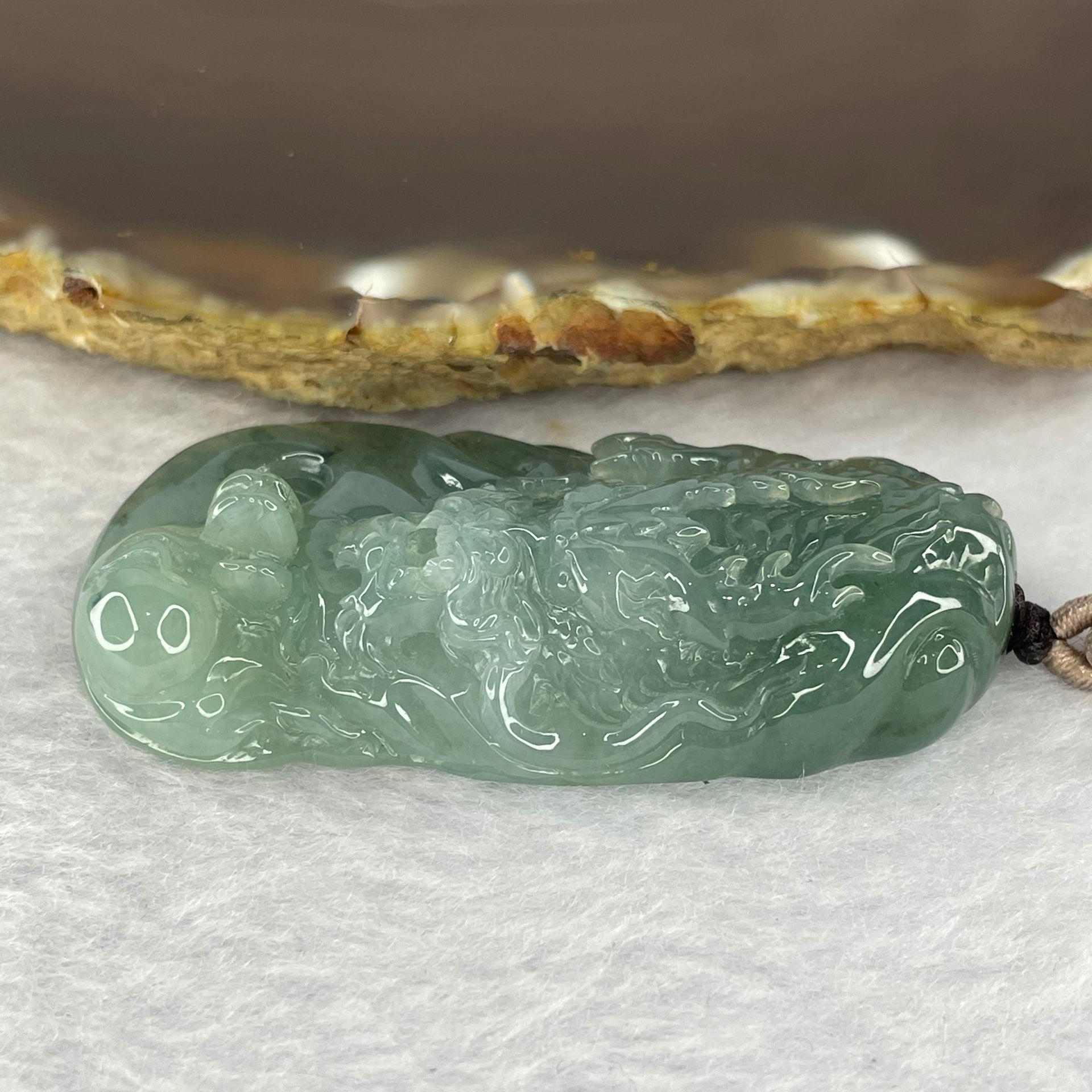 Type A Semi Icy Dragon Pendant 32.45g 56.6 by 28.0 by 12.4mm - Huangs Jadeite and Jewelry Pte Ltd