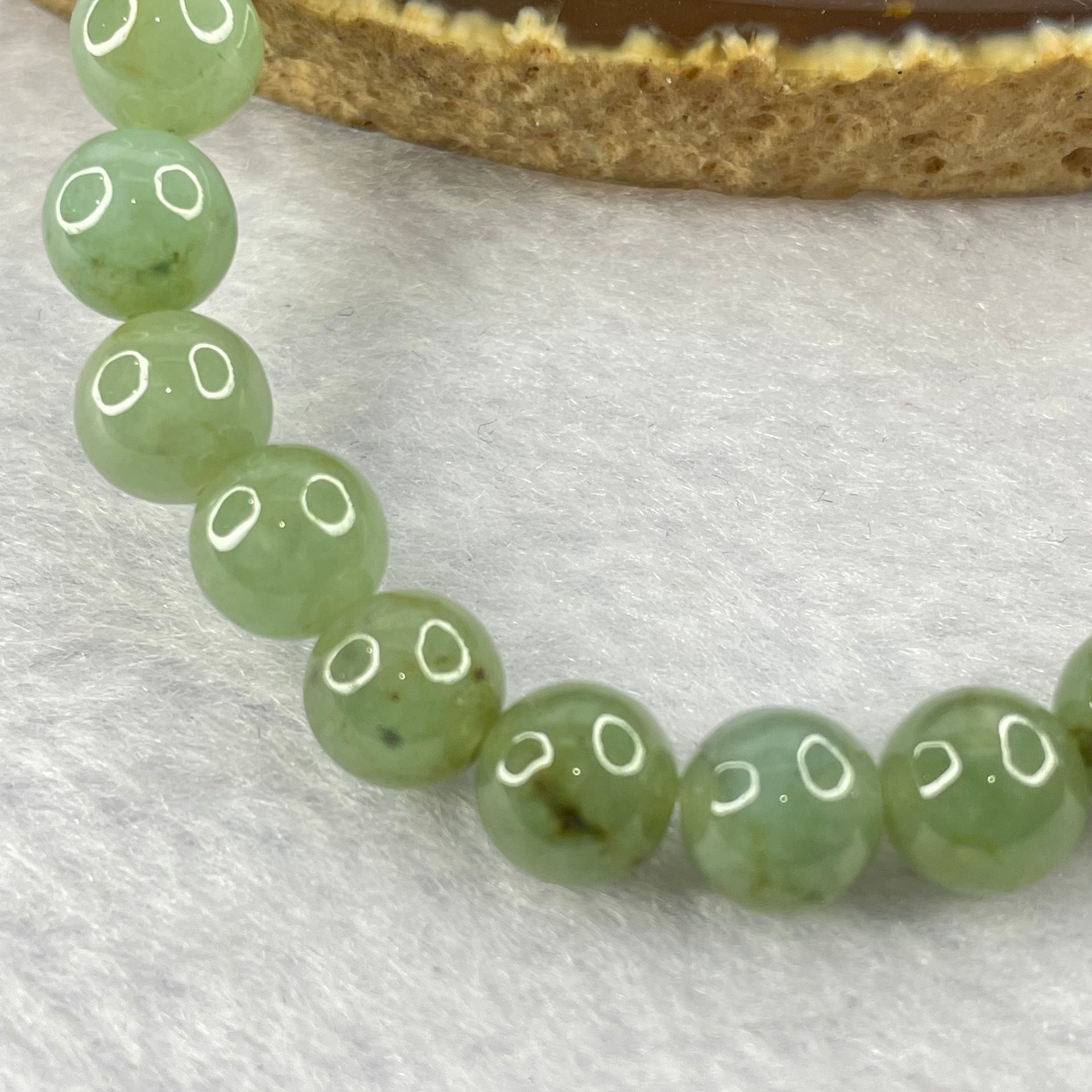 Type A Semi Icy Green Jadeite 25 beads bracelet 7.5mm 16.94g - Huangs Jadeite and Jewelry Pte Ltd