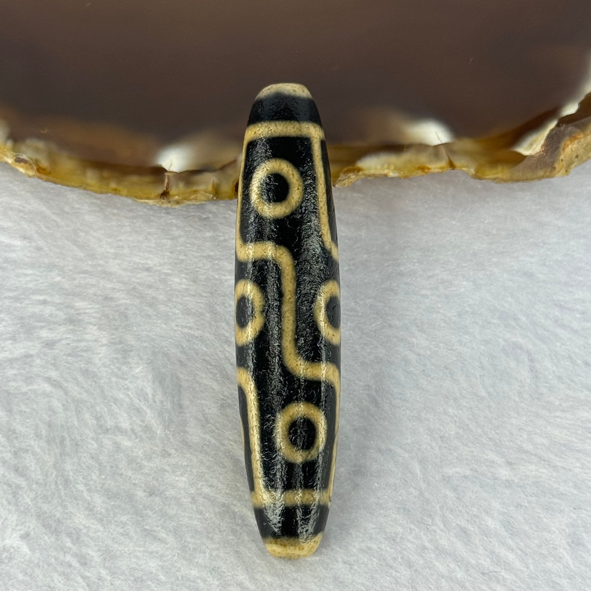 Natural Powerful Tibetan Old Oily Agate 9 Eyes Dzi Bead Heavenly Master (Tian Zhu) 九眼天诛 13.68g 57.4 by 12.8mm - Huangs Jadeite and Jewelry Pte Ltd