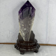 High Grade Natural Uruguay Deep Intense Amethyst Tower with Wooden Stand 1,054.4g 215.0 by 120.0 by 11.5mm - Huangs Jadeite and Jewelry Pte Ltd