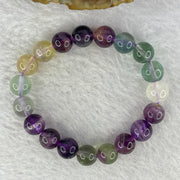 Natural Purple Green Yellow Fluorite Beads Bracelet 20.05g 8.6mm by 19 Beads 13cm - Huangs Jadeite and Jewelry Pte Ltd