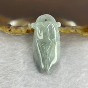 Type A Green Wuji Grey Jadeite Cicada 5.42g 16.5 by 32.6 by 6.9mm - Huangs Jadeite and Jewelry Pte Ltd