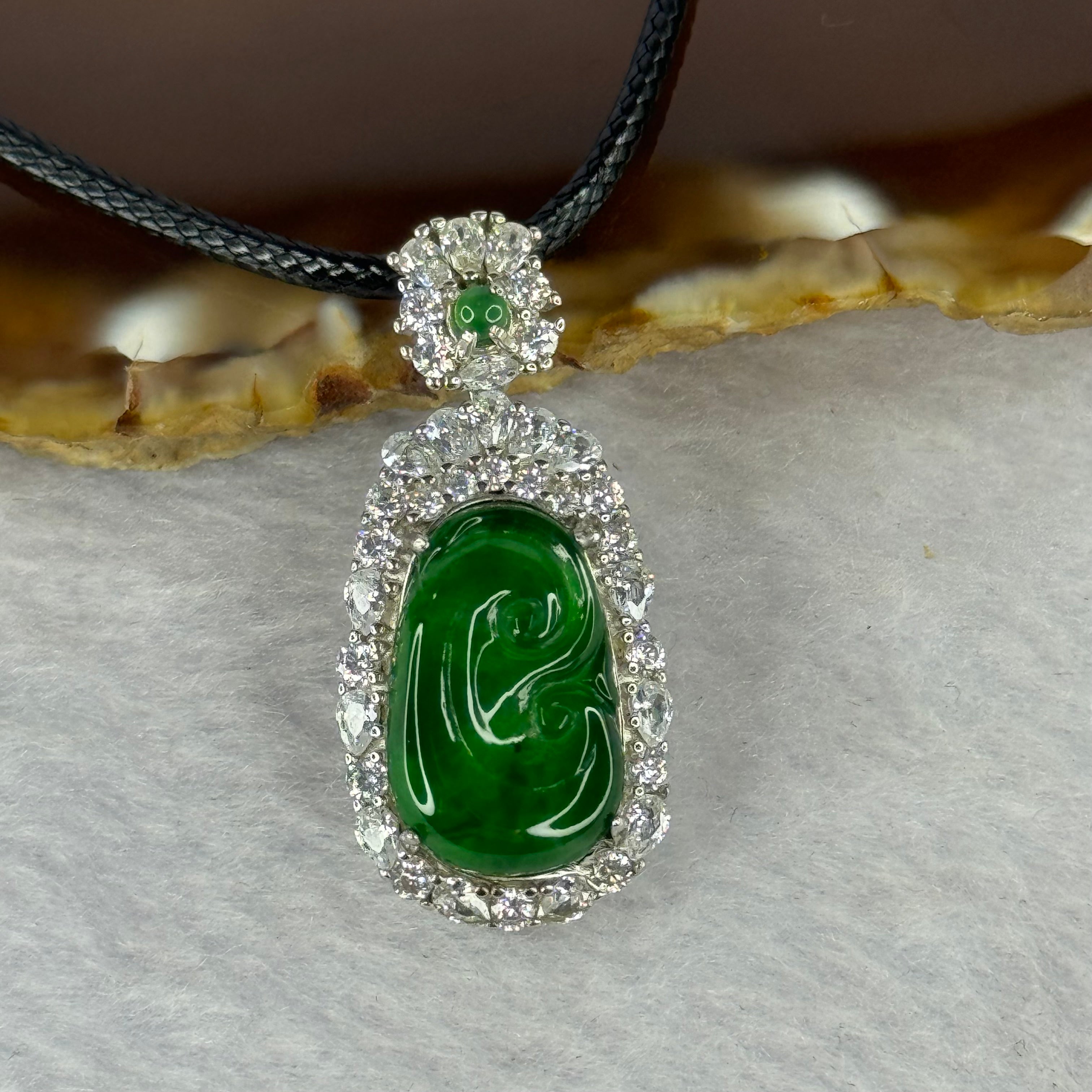 Certified Natural A Jade Jadeite Phoenix Mandarin Duck outlet Flower Ruyi Pendant