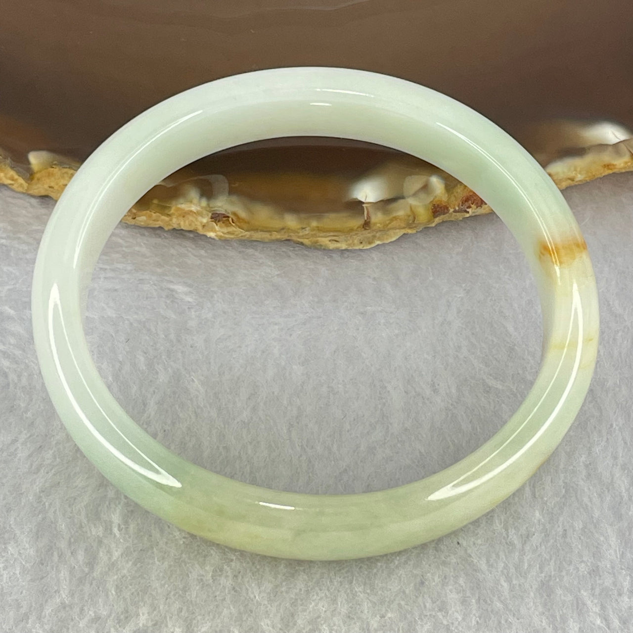 Type A Faint Lavender Green Yellow and Red Patches Jadeite Oval Bangle Internal Diameter 55.7mm 37.26g 12.4 by 6.8mm (Close to Perfect)