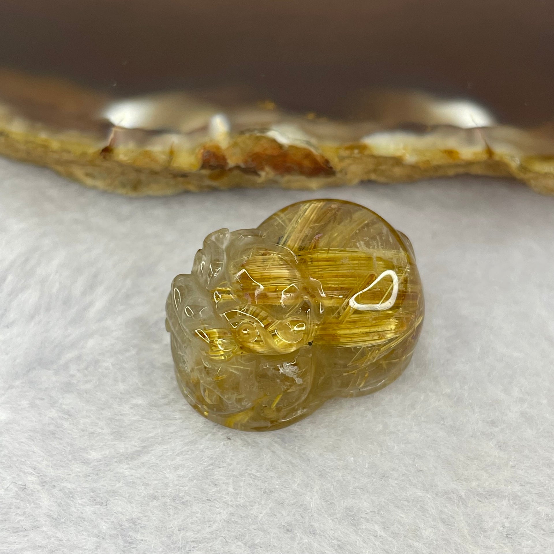 Good Grade Natural Golden Shun Fa Rutilated Quartz Pixiu Charm for Bracelet 天然金顺发水晶貔貅 10.18g 23.9 by 17.2 by 14.3mm - Huangs Jadeite and Jewelry Pte Ltd