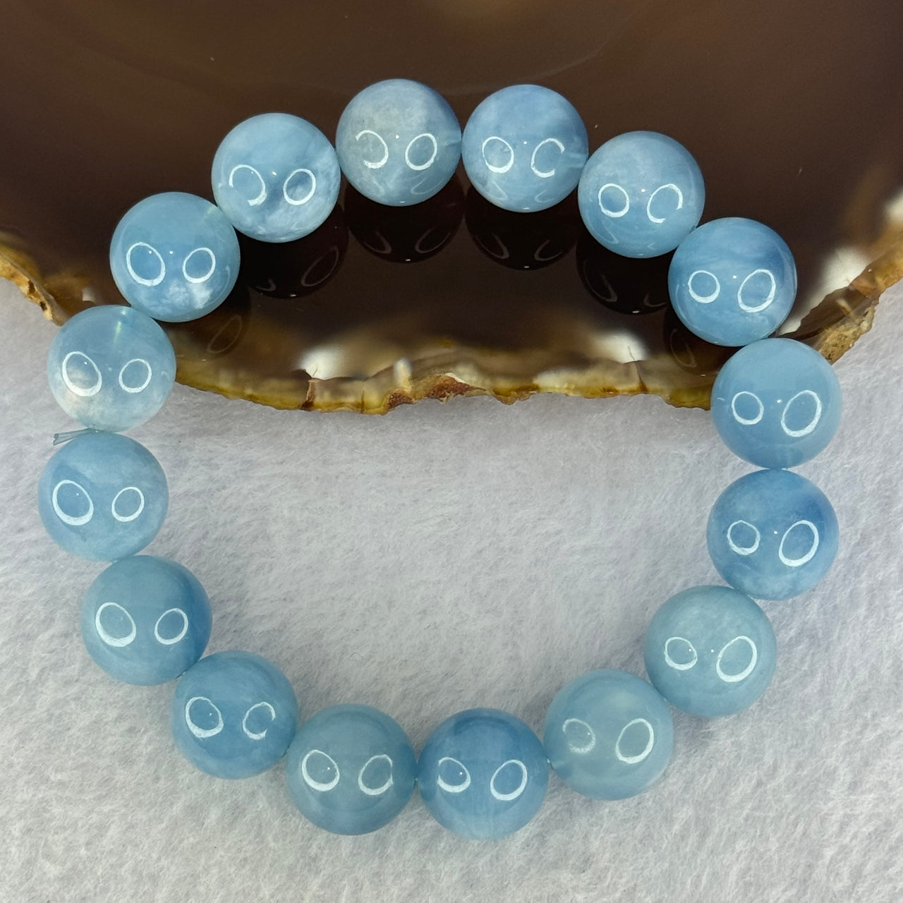 Natural Aquamarine Beads Bracelet 56.86g 19cm 13.8mm 16 Beads