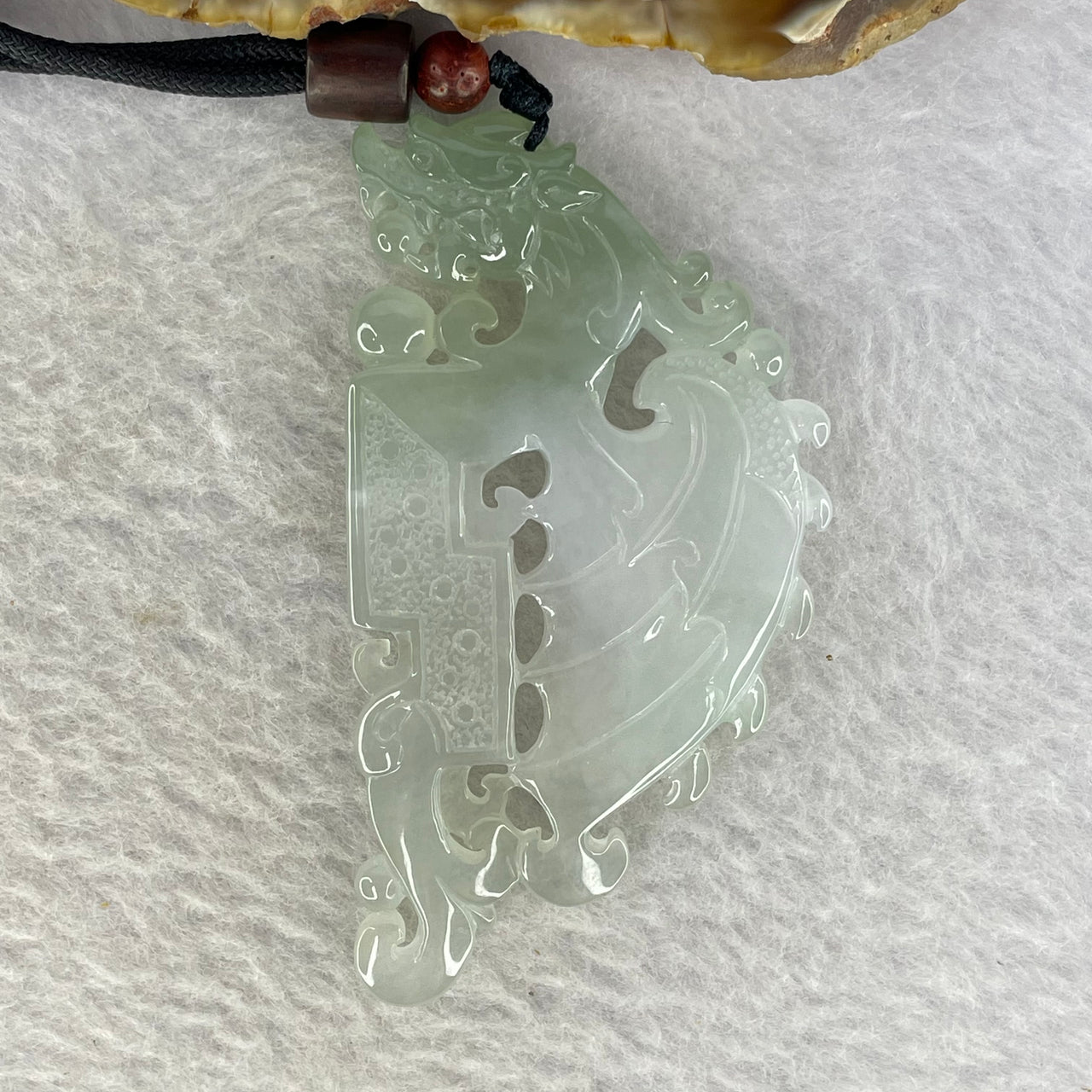 Type A Light Lavender and Sky Blue Jadeite Flying Dragon with Wings Pendent 35.98g 71.8 by 38.7 by 7.1 mm - Huangs Jadeite and Jewelry Pte Ltd