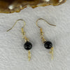 Type A Opaque Black Omphasite Jadeite Earrings Pair in 14KGF 2.73g 8.1mm - Huangs Jadeite and Jewelry Pte Ltd