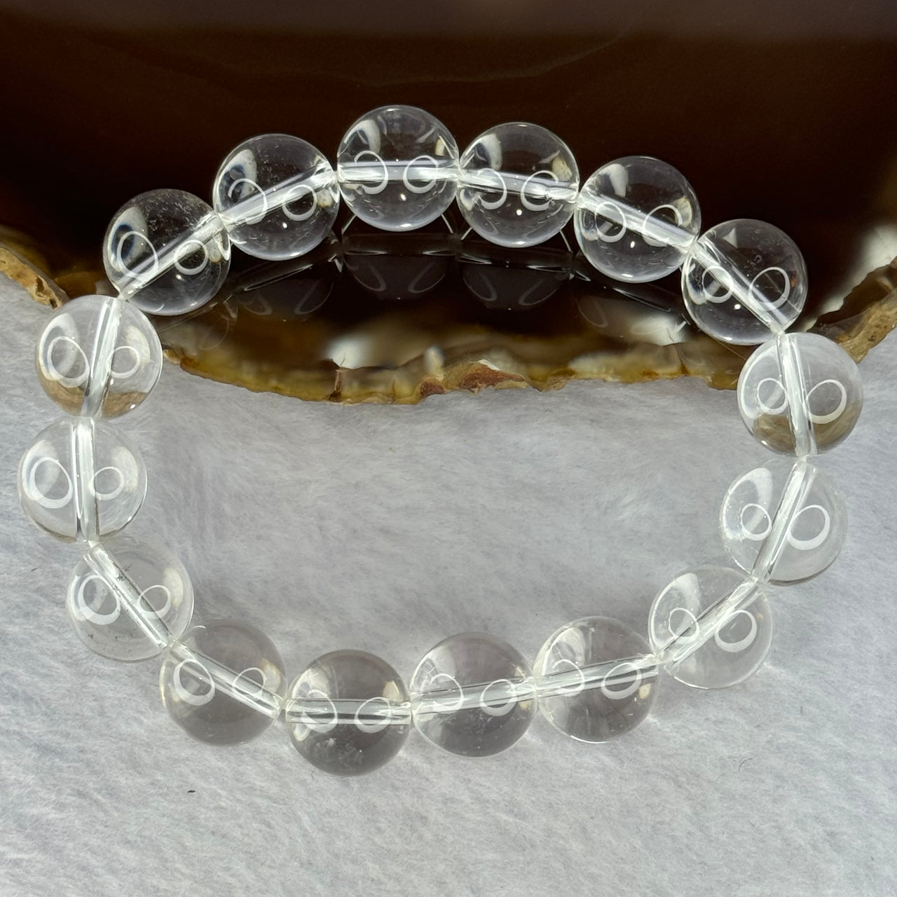 Natural Clear Quartz Beads Bracelet 天然白水晶手链 46.13g 17.5cm 12.9mm 16 Beads