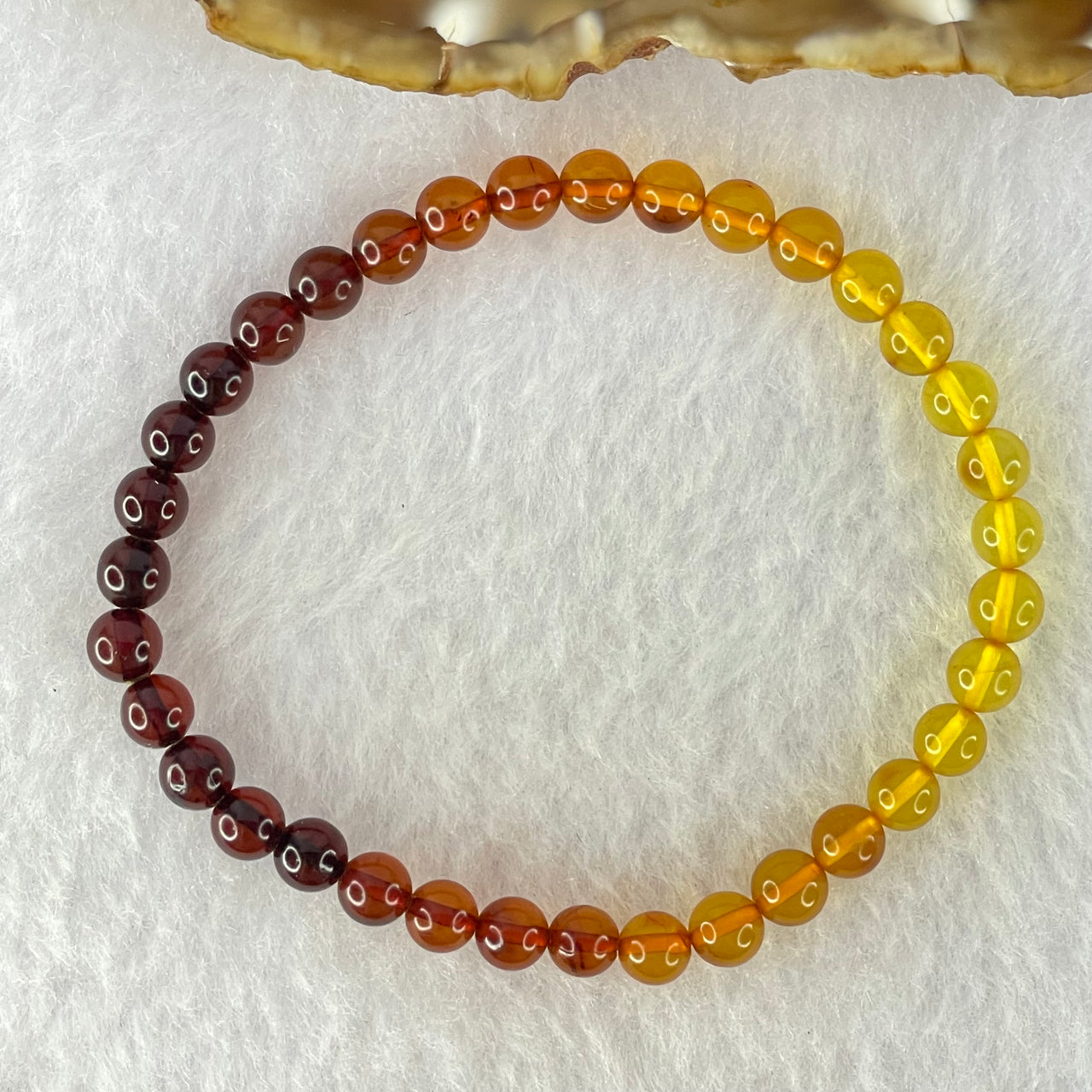 Natural Mixed Color Amber Beads Bracelet 1.88g 16cm 5.5mm 35 Beads