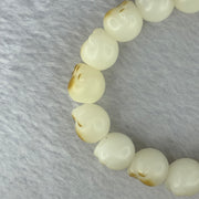 Natural White Color Bodhi Beads in Paw Bracelet 20.05g 16cm 12.2mm 17 Beads - Huangs Jadeite and Jewelry Pte Ltd