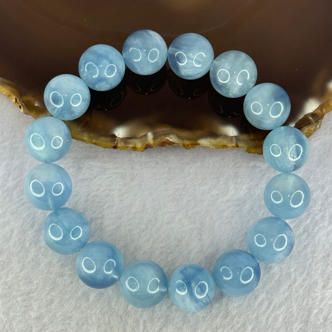 Natural Aquamarine Beads Bracelet 57.18g 19cm 13.9mm 16 Beads