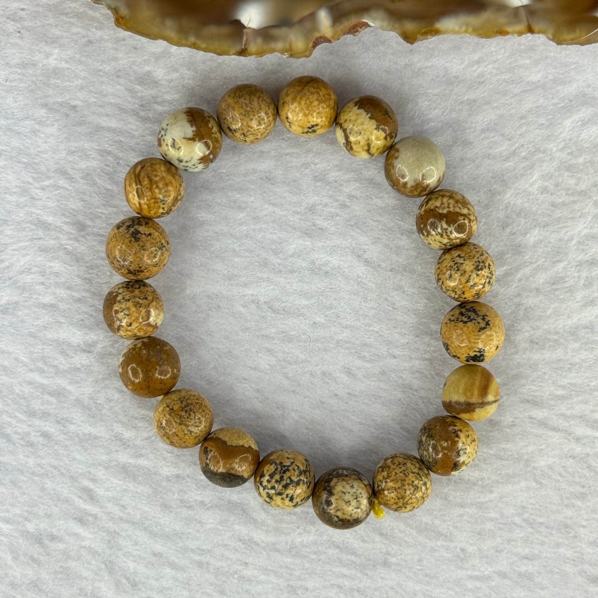 Natural Picture Jasper Bracelet 12.67g 12.5cm 8.2mm 19 Beads - Huangs Jadeite and Jewelry Pte Ltd