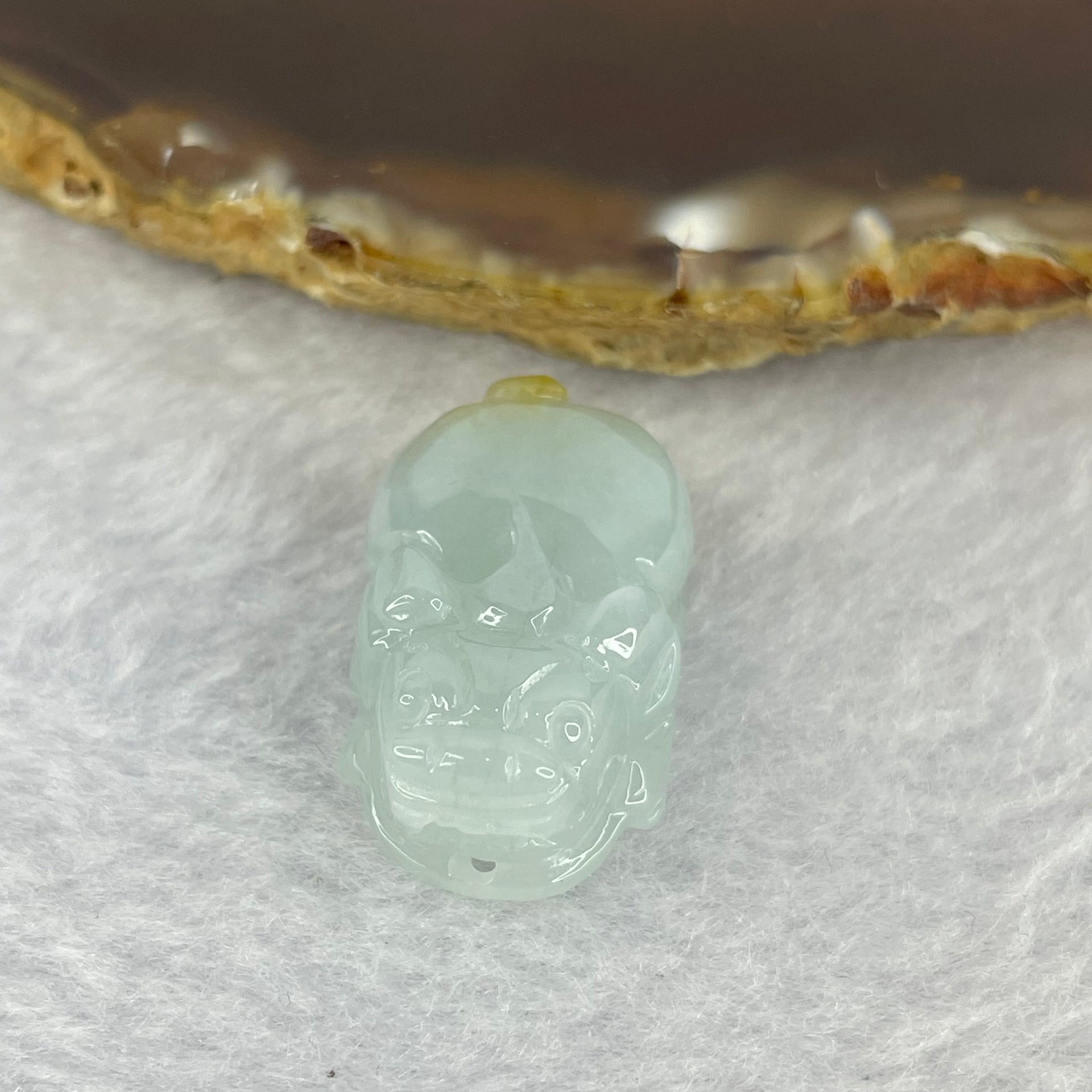 Type A Lavender Green and Yellow Jadeite Pixiu Pendent A货蓝绿黄色翡翠貔貅牌 9.48g 25.8 by 16.2 by 10.2 mm - Huangs Jadeite and Jewelry Pte Ltd