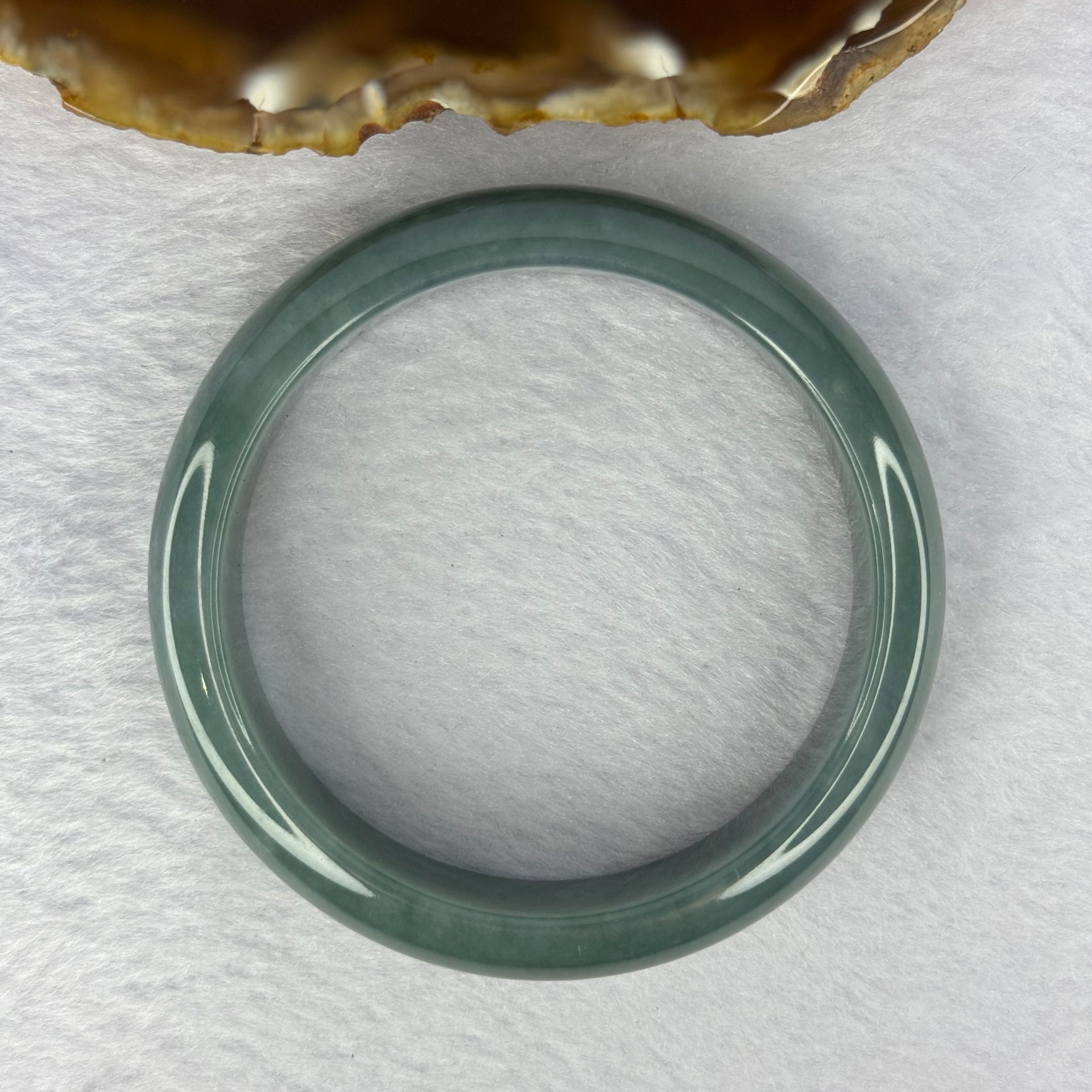 Type A Blueish Green Jadeite Bangle 57.08g 14.7 by 7.5mm Inner Diameter 55.5cm (Close to Perfect) - Huangs Jadeite and Jewelry Pte Ltd