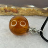 Natural Cognac With Red Amber Bead in S925 Silver Clasp and String Necklace 4.72g 17.0mm