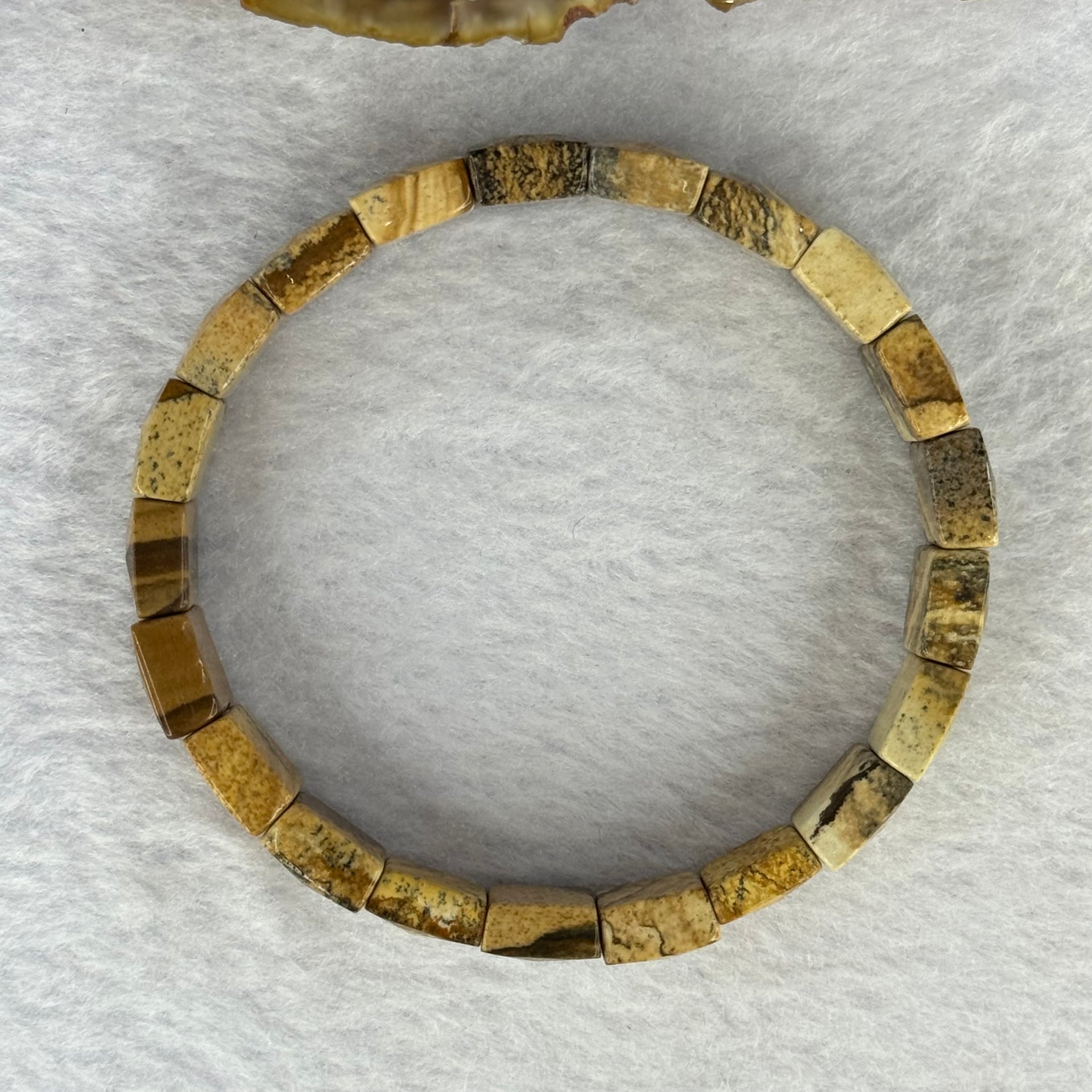 Natural Picture Jasper Bracelet  25.12g 17.5cm 12.3 by 9.4 by 5.1mm 21 pcs - Huangs Jadeite and Jewelry Pte Ltd